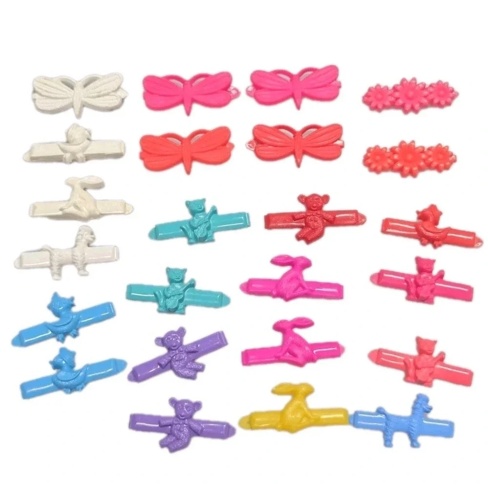 Vintage Goody Plastic Hair Barrettes 70ʼs 80ʼs Poodle Duck Cats Snap Tight Lot